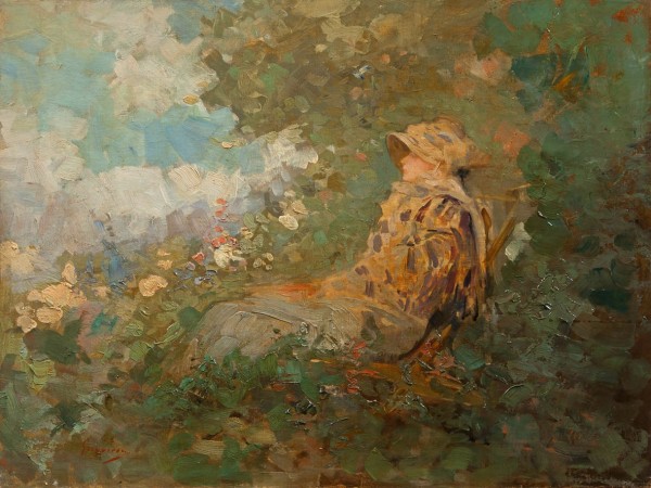 Woman sitting in the garden by Nicolae Grigorescu